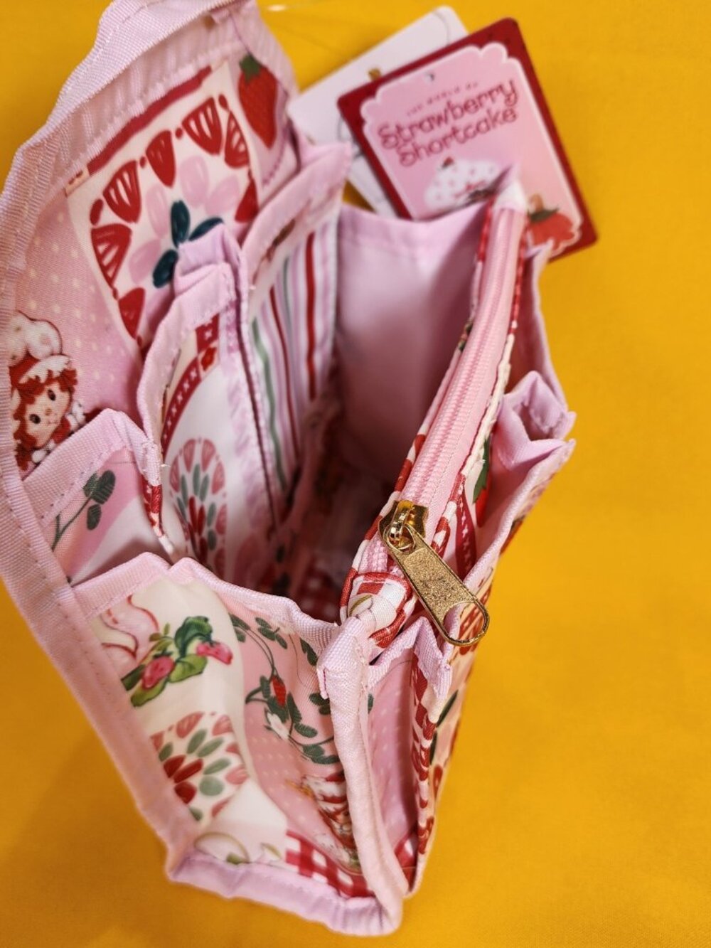 Strawberry Shortcake Pink Patchwork Custard Mini Backpack Organizer Insert NEW - Picture 4 of 9